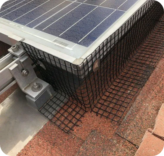 a critter guard installation on a solar panel